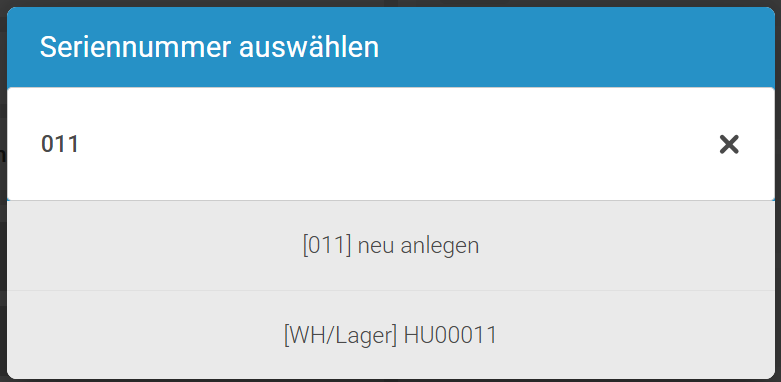 Seriennummerauswahl: Suche nach einer Seriennummer