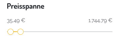 Preisspanne-Filter in der Produktübersicht des Onlineshops