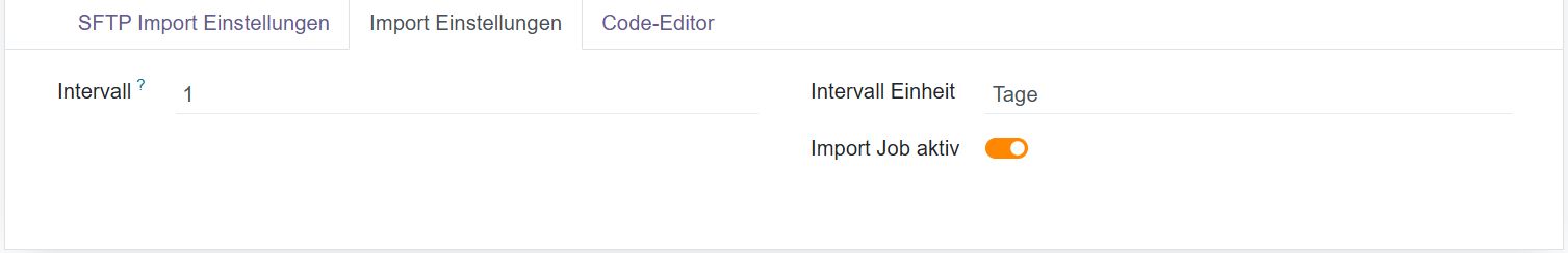 Reiter: Import Einstellungen