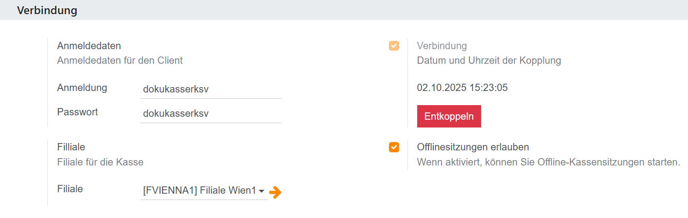 Einstellungen -> Kasse -> Verbindung