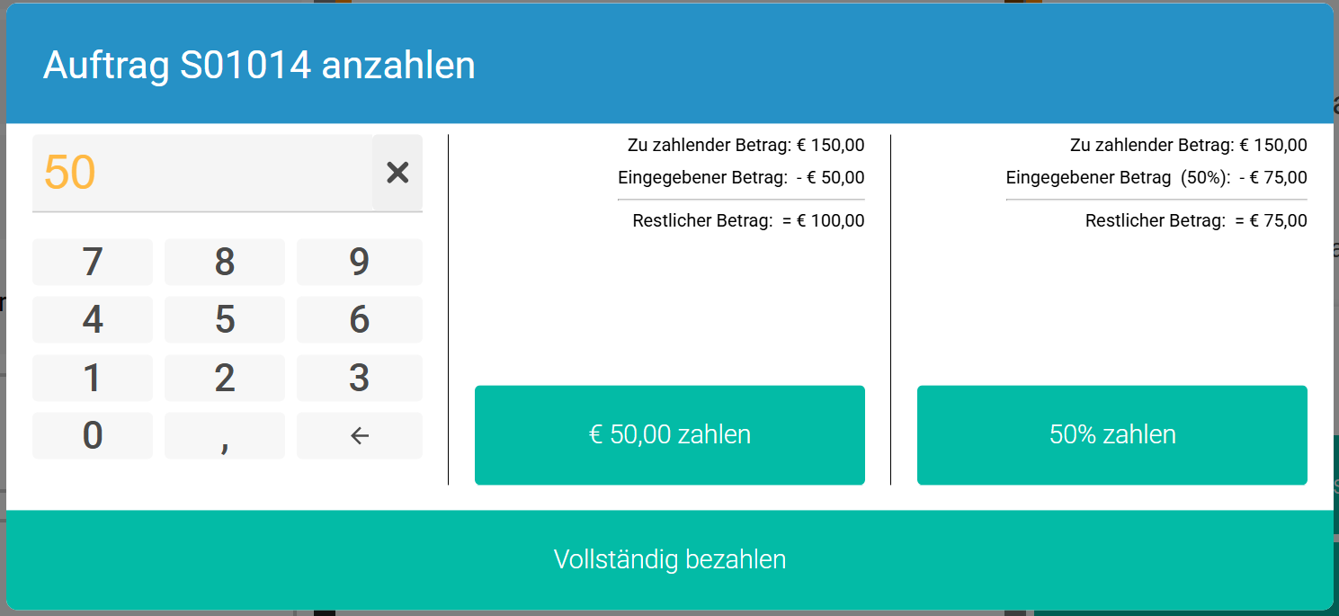 Anzahlung über einen Auftrag (ohne bestehende Rechnung)